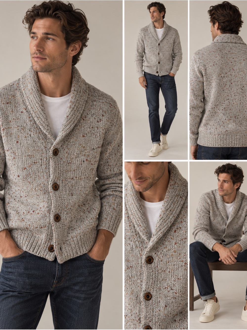 Express Oatmeal Flecked Alpaca Blend Shawl Collar Sweater Sz S
